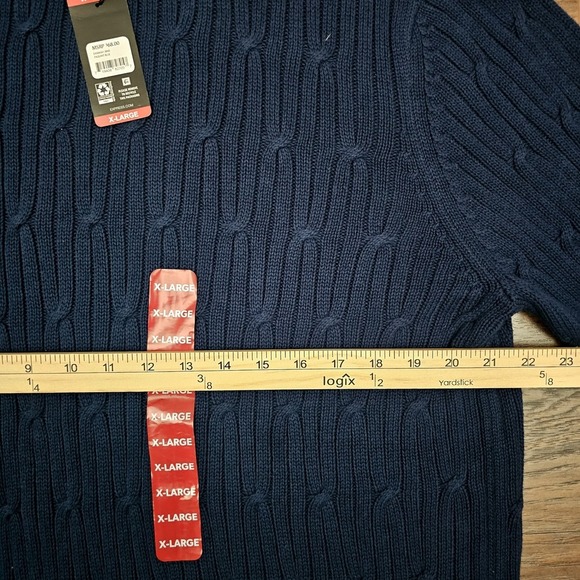 Express Mens‎ XL 100% Cotton Crew Neck Warm Cable Knit Sweater NEW - Picture 3 of 4